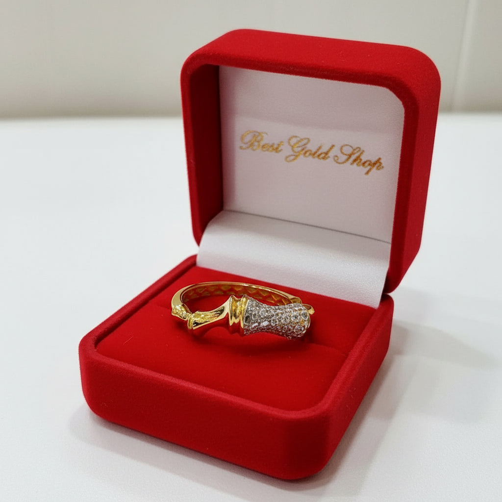 22K / 916 Gold Sculpted Bamboo Rings – Bold Artistic Design - 22k gold 22k gold ring 916 gold Rings