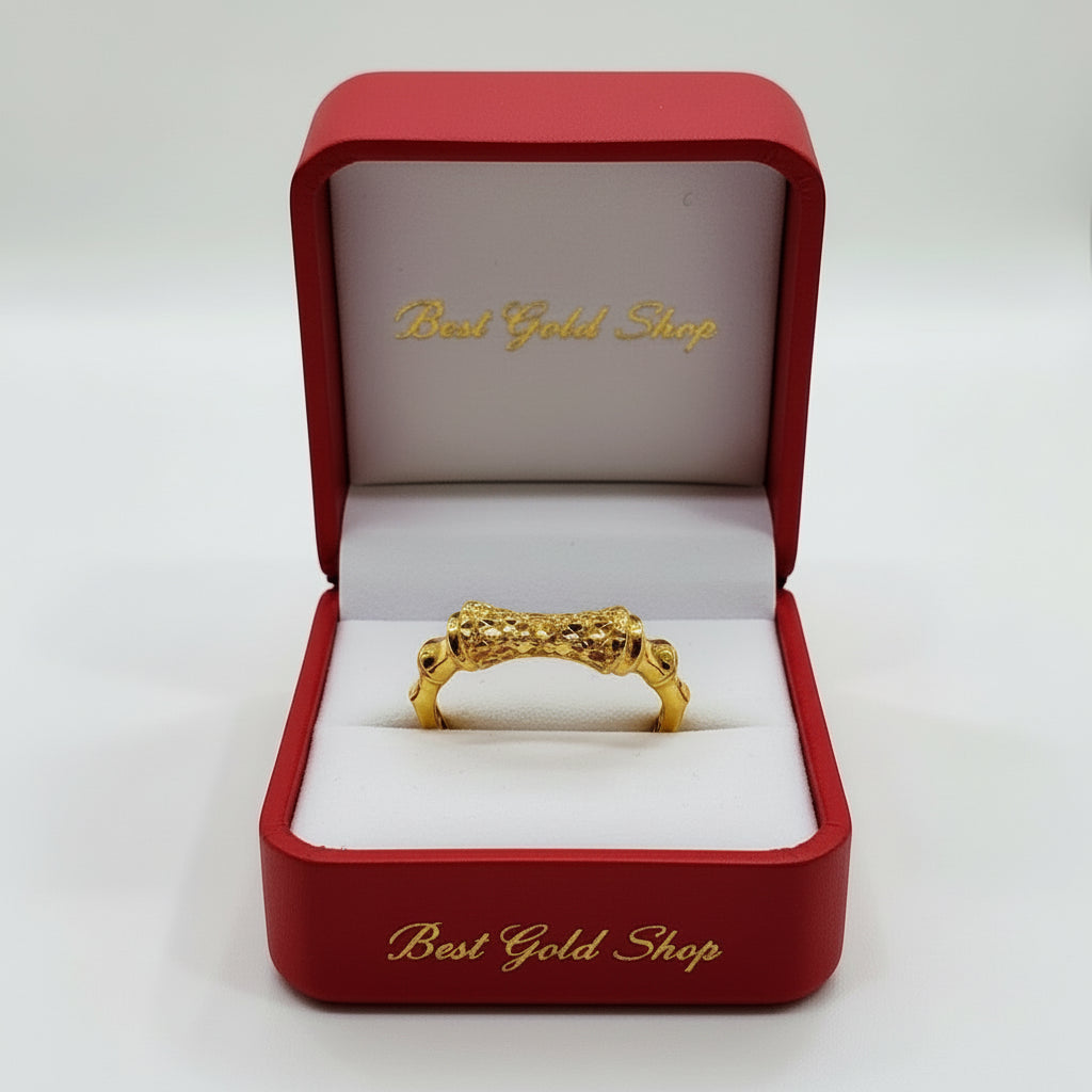 22K / 916 Gold Sculpted Bamboo Rings – Bold Artistic Design - 22k gold 22k gold ring 916 gold Rings
