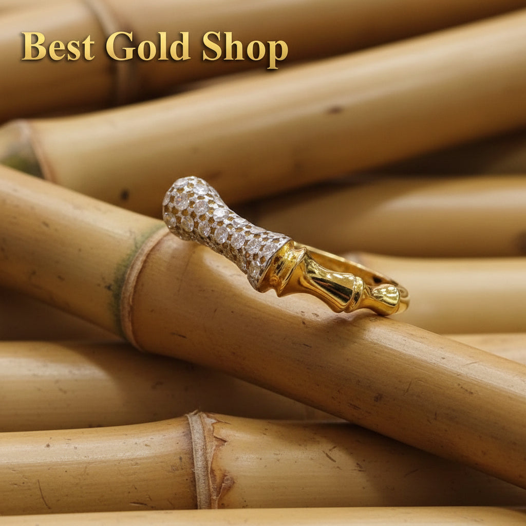 22K / 916 Gold Sculpted Bamboo Rings – Bold Artistic Design - 22k gold 22k gold ring 916 gold Rings