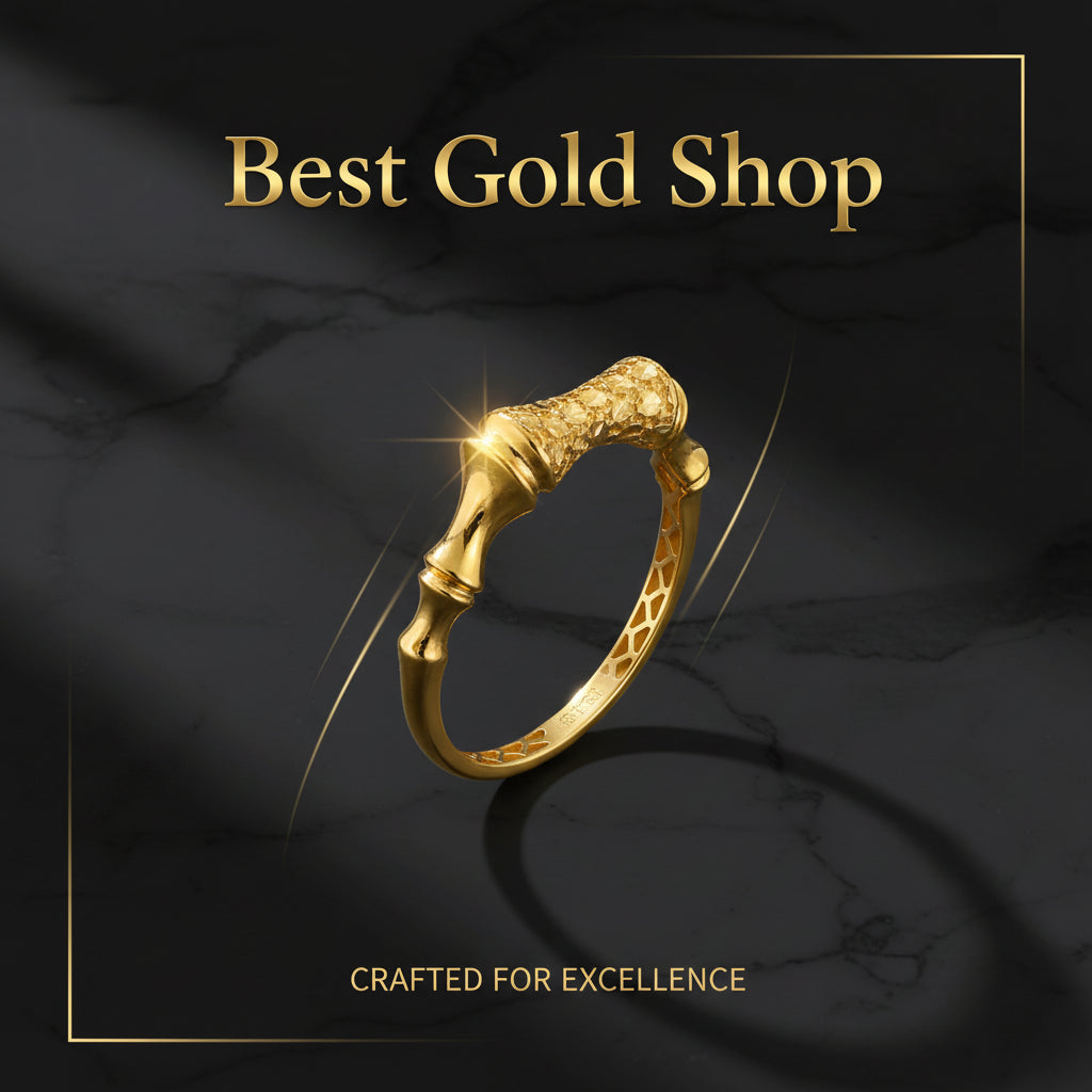 22K / 916 Gold Sculpted Bamboo Rings – Bold Artistic Design - 22k gold 22k gold ring 916 gold Rings