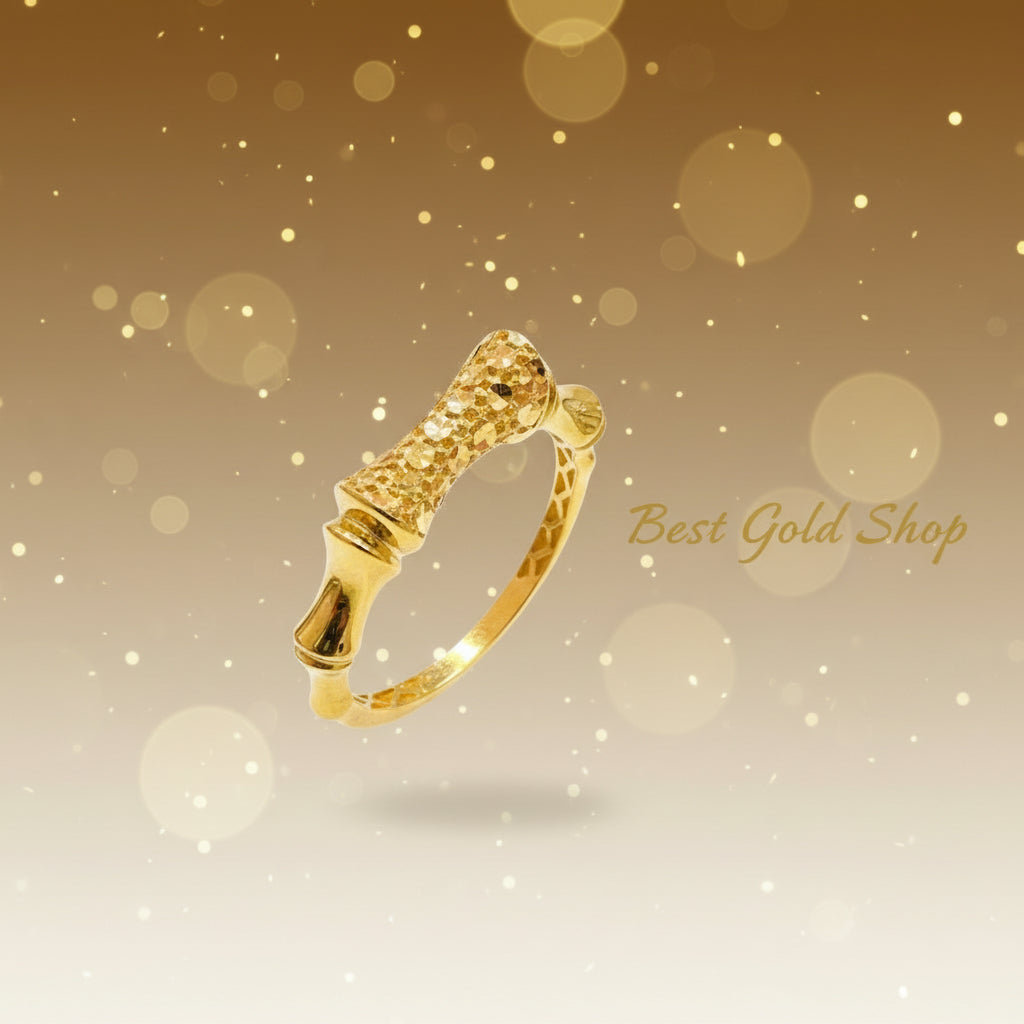 916 Gold Sculpted Bamboo Rings – Bold Artistic DesignRingsBest Gold Shop