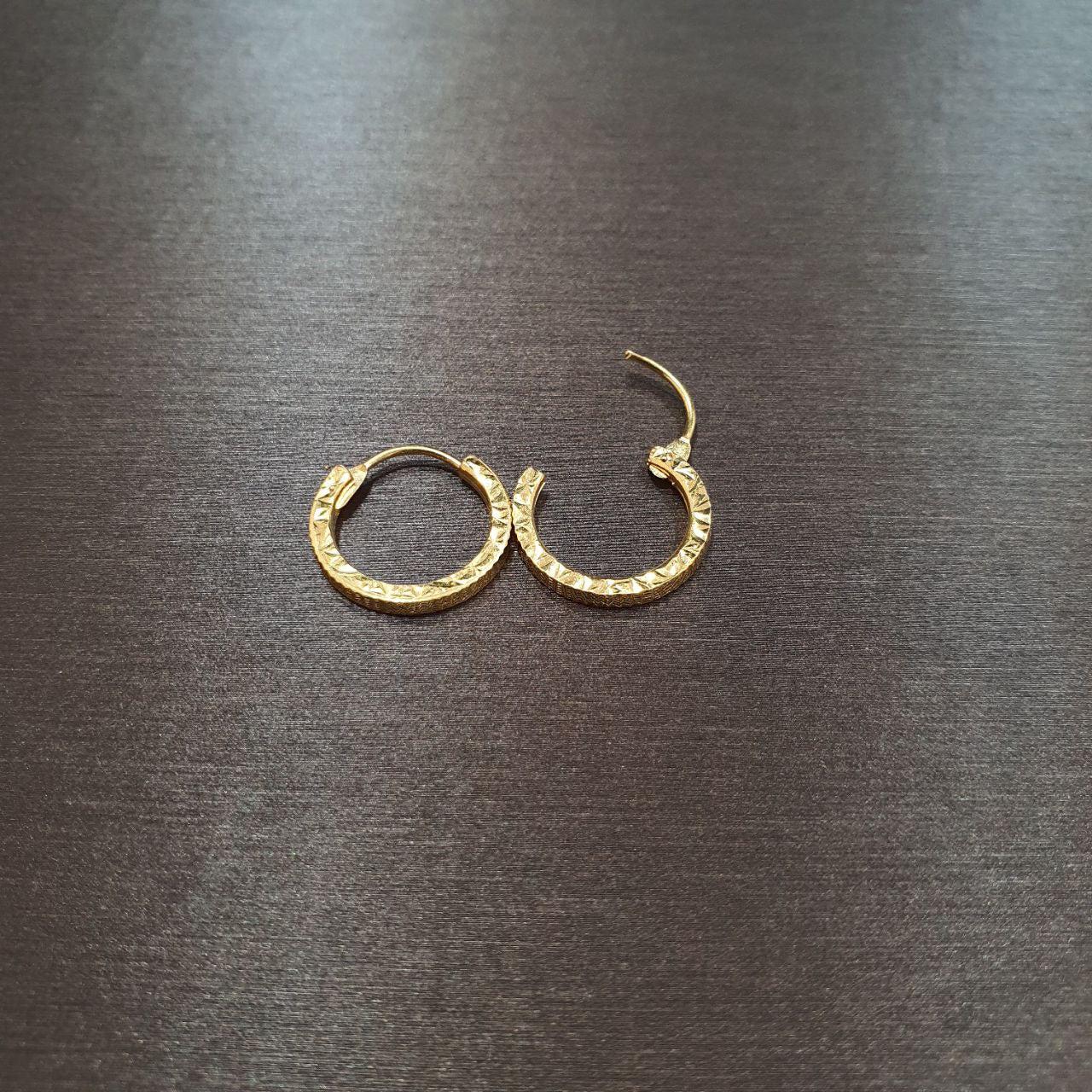 22K / 916 Gold Shiny Cutting Loop Earring-Earrings-Best Gold Shop