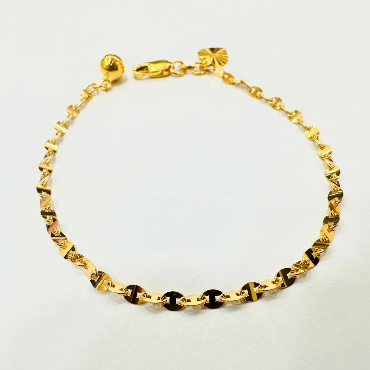 22k / 916 Gold Shiny Ingot Bracelet With bell - Best Gold Shop 22k gold 22k gold bracelet 916 gold Bracelets