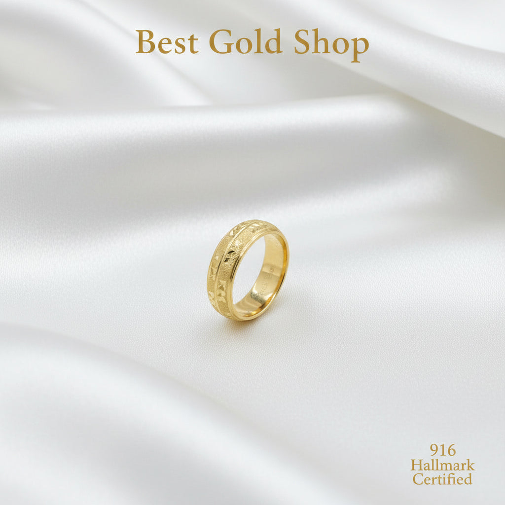 Cincin Hollow Ramping Emas 22k / 916 V3 ringan
