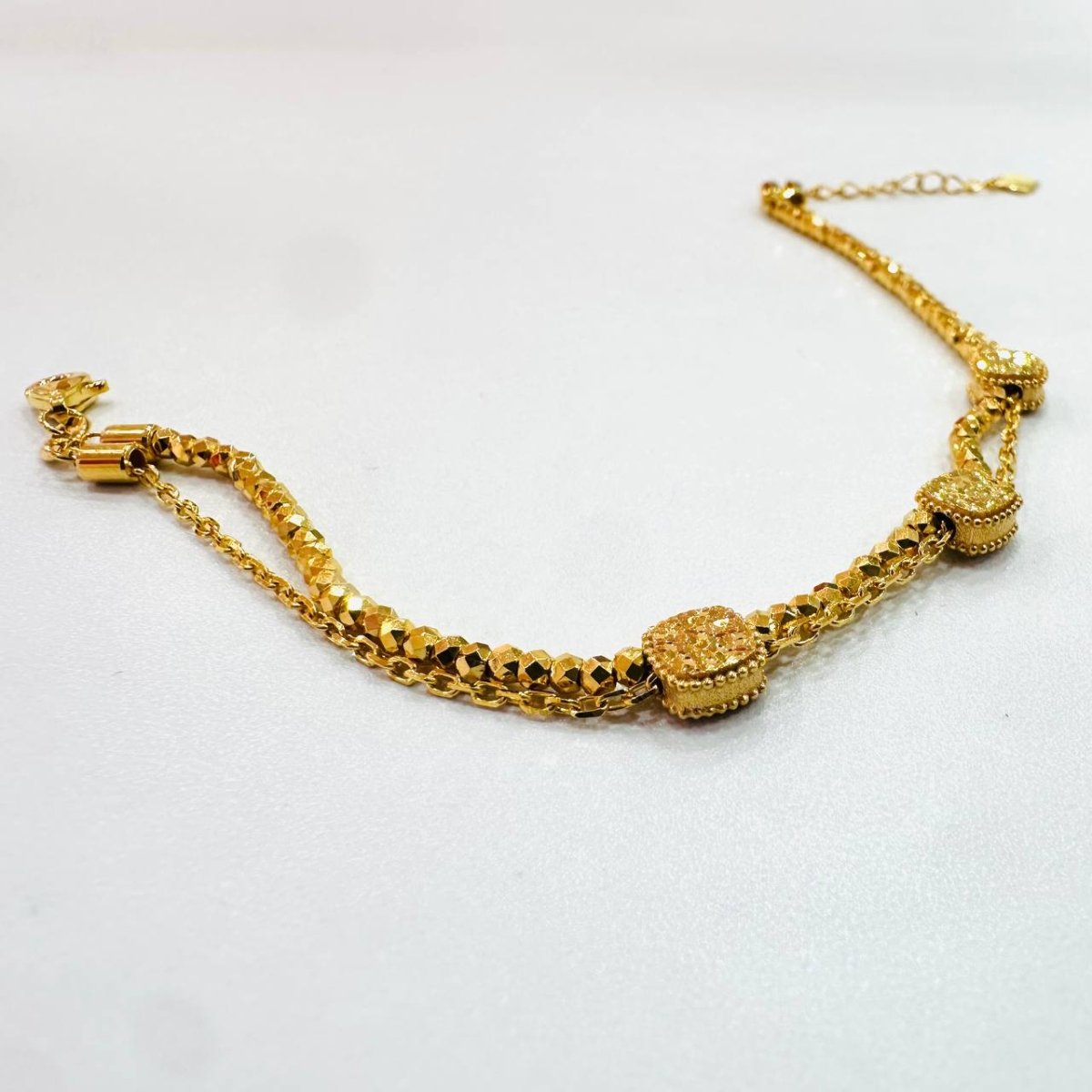 22K / 916 Gold Triple Cube Bracelet – Elegant with a Fine Finish - 22k gold 22k gold bracelet 916 gold Bracelets