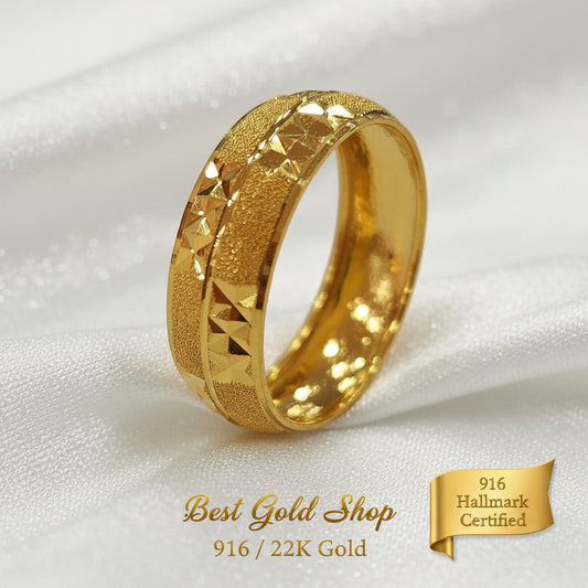 916 Gold Wide Hollow Ring Design 5 by Best Gold ShopRingsBest Gold Shop