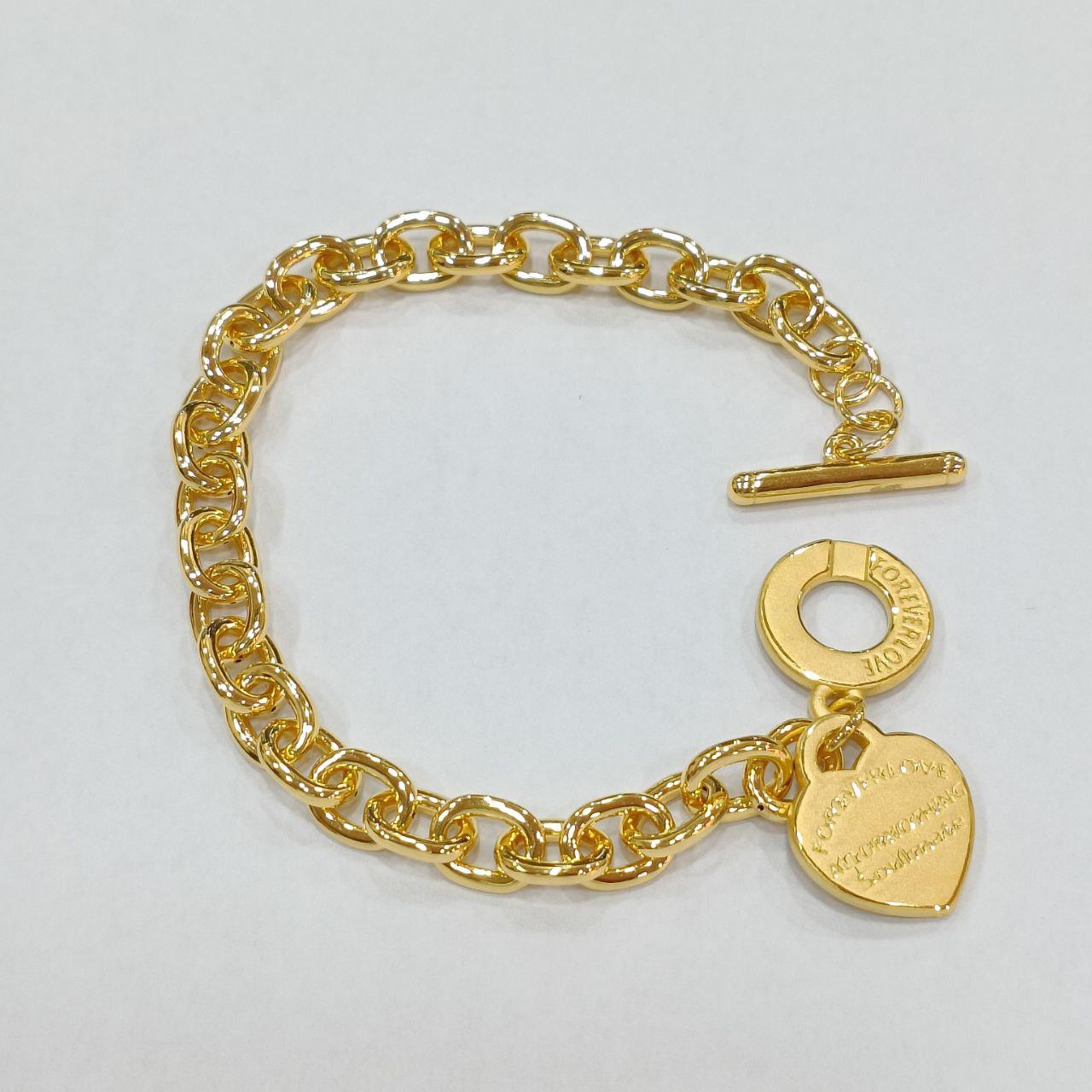 24k / 999 Gold Chain with heart pendant bracelet-Bracelets-Best Gold Shop