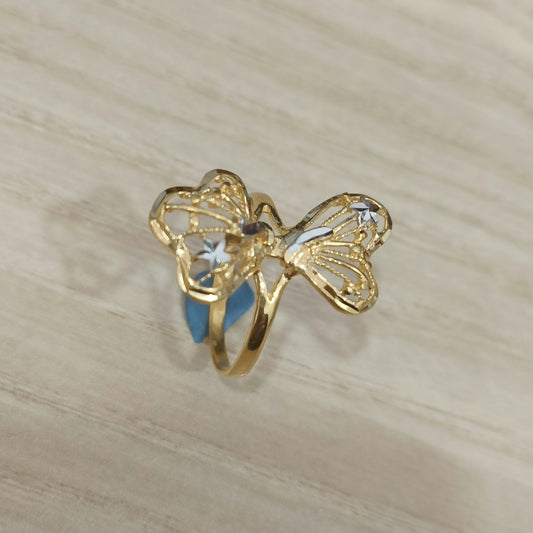 916 Gold Two-Tone Butterfly Ring | Elegant 22K Gold Design