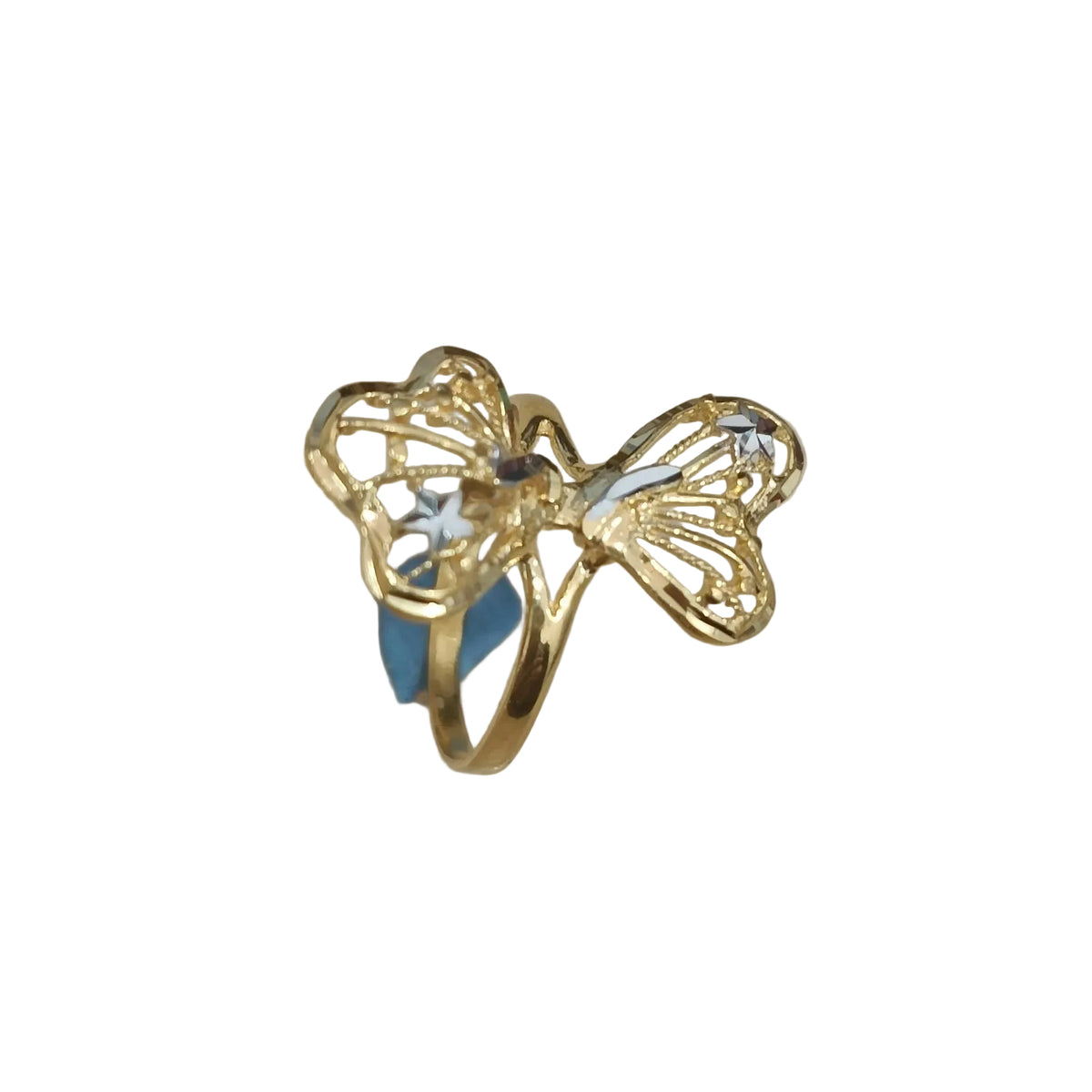 916 Gold Two-Tone Butterfly Ring | Elegant 22K Gold Design