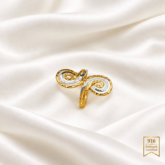 916 Gold Two-Tone Swirl Ring | Elegant 22K Gold Design
