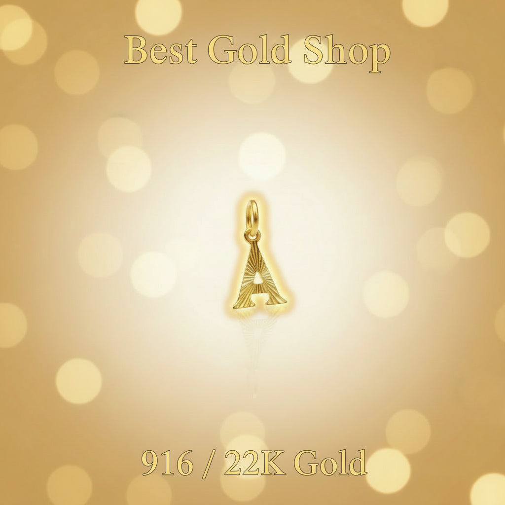 22K Gold Alphabet Pendant – Simple and Big