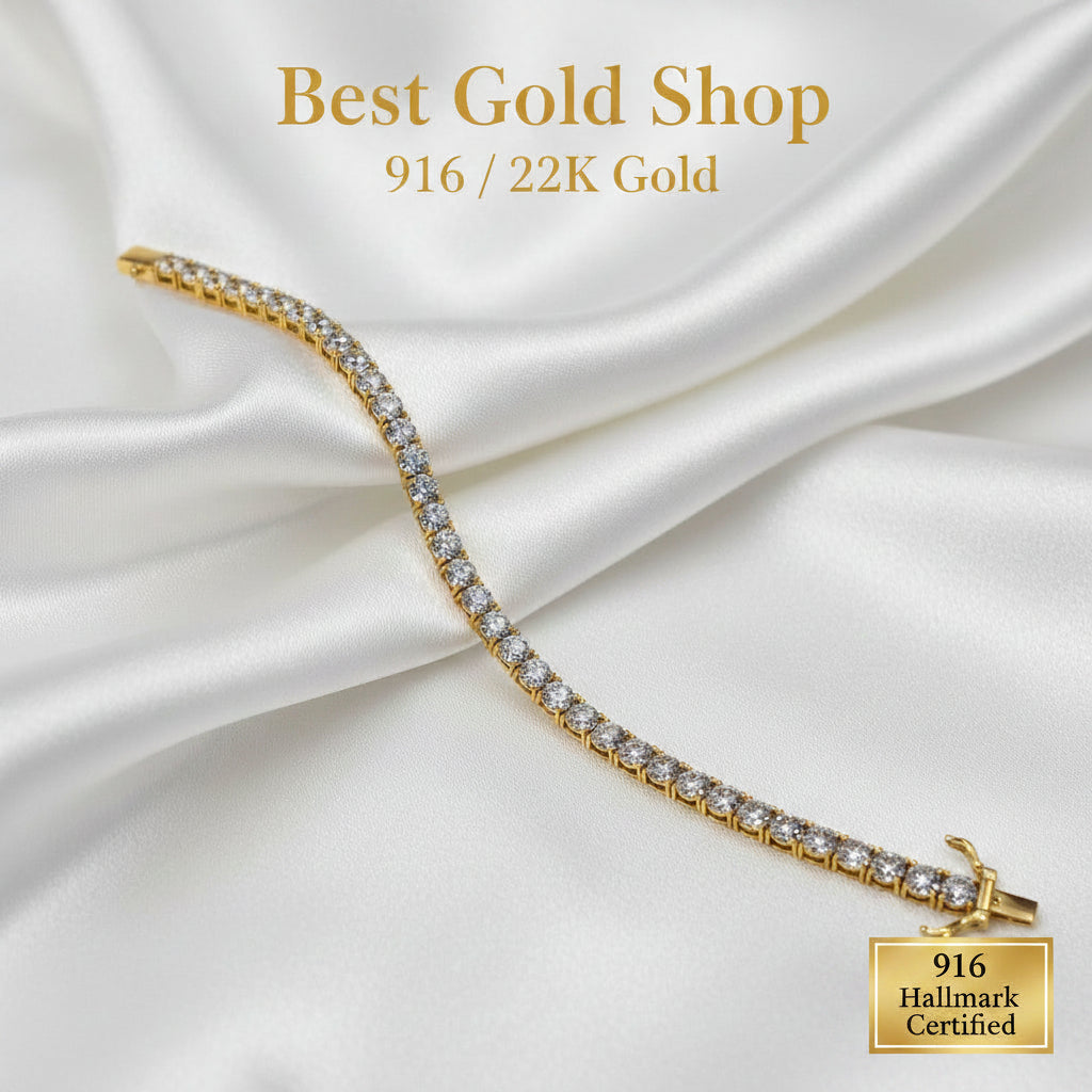 916 Full Gold Diamond Cutting Design 2 Tone BraceletBraceletsBest Gold Shop