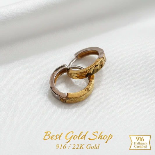 916 Gold 2 - Tone Loop Cutting Earring – Italy DesignEarringsBest Gold Shop