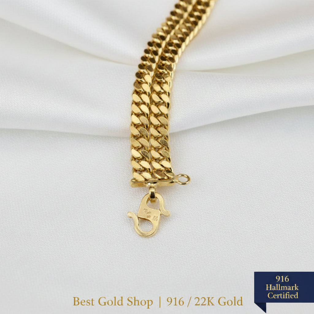 916 Gold (22K) Double Cowboy chain bracelet in full view
