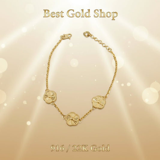 916 Gold (22K) Fancy Wan Zi Flower BraceletBraceletsBest Gold Shop