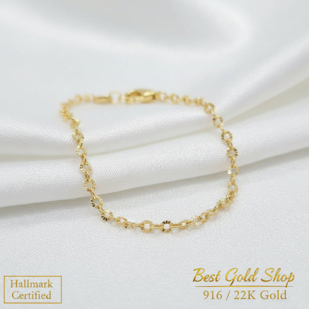 916 Gold (22k) Floral Bracelet Significant Light WeightBraceletsBest Gold Shop