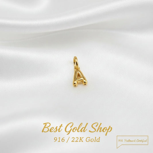 916 Gold Alphabert Pendant Feather Weight Smooth shiny Finish.Charms & PendantsBest Gold Shop