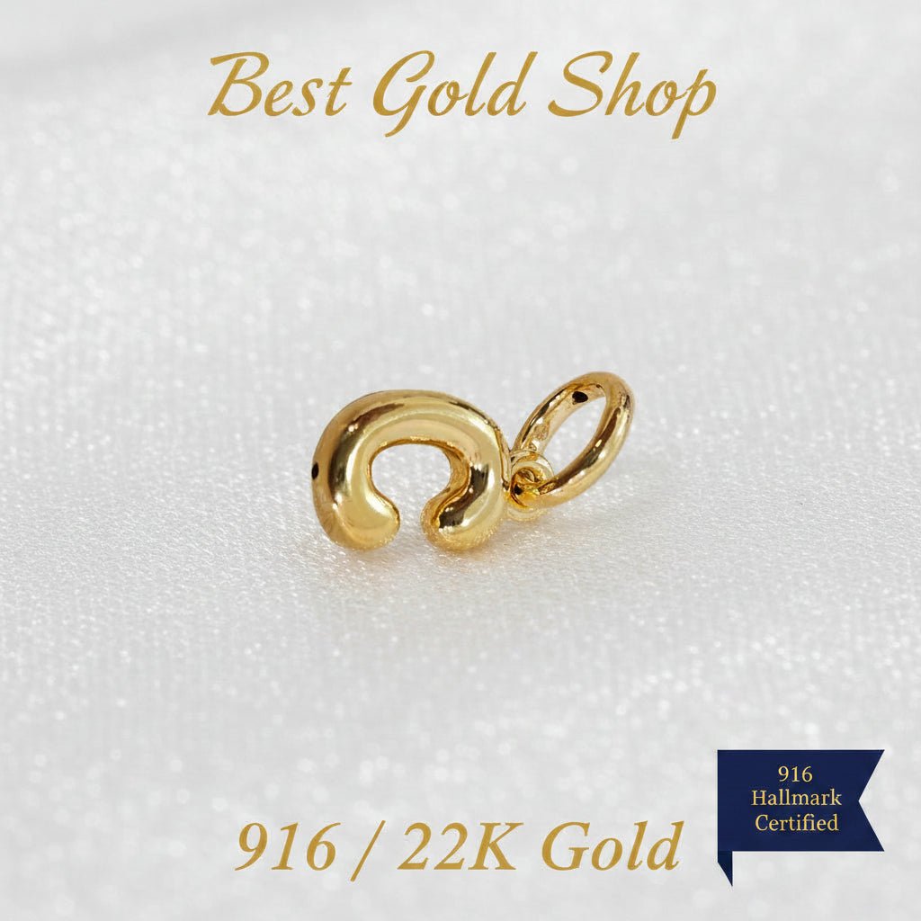 916 Gold Alphabert Pendant Feather Weight Smooth shiny Finish.Charms & PendantsBest Gold Shop