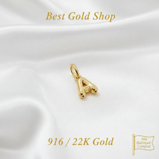 916 Gold Alphabert Pendant Feather Weight Smooth shiny Finish.Charms & PendantsBest Gold Shop