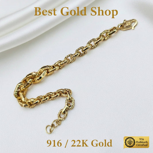 916 Gold Anchor Link With Cutting Bracelet Hollow DesignBraceletsBest Gold Shop