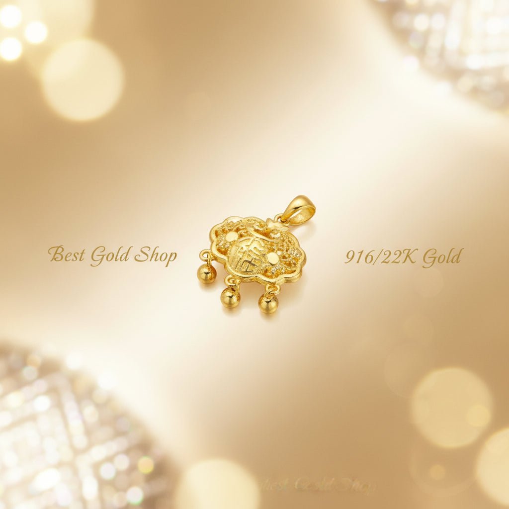 916 Gold Baby Lock with Dangling Ball Pendant by Best Gold ShopCharms & PendantsBest Gold Shop