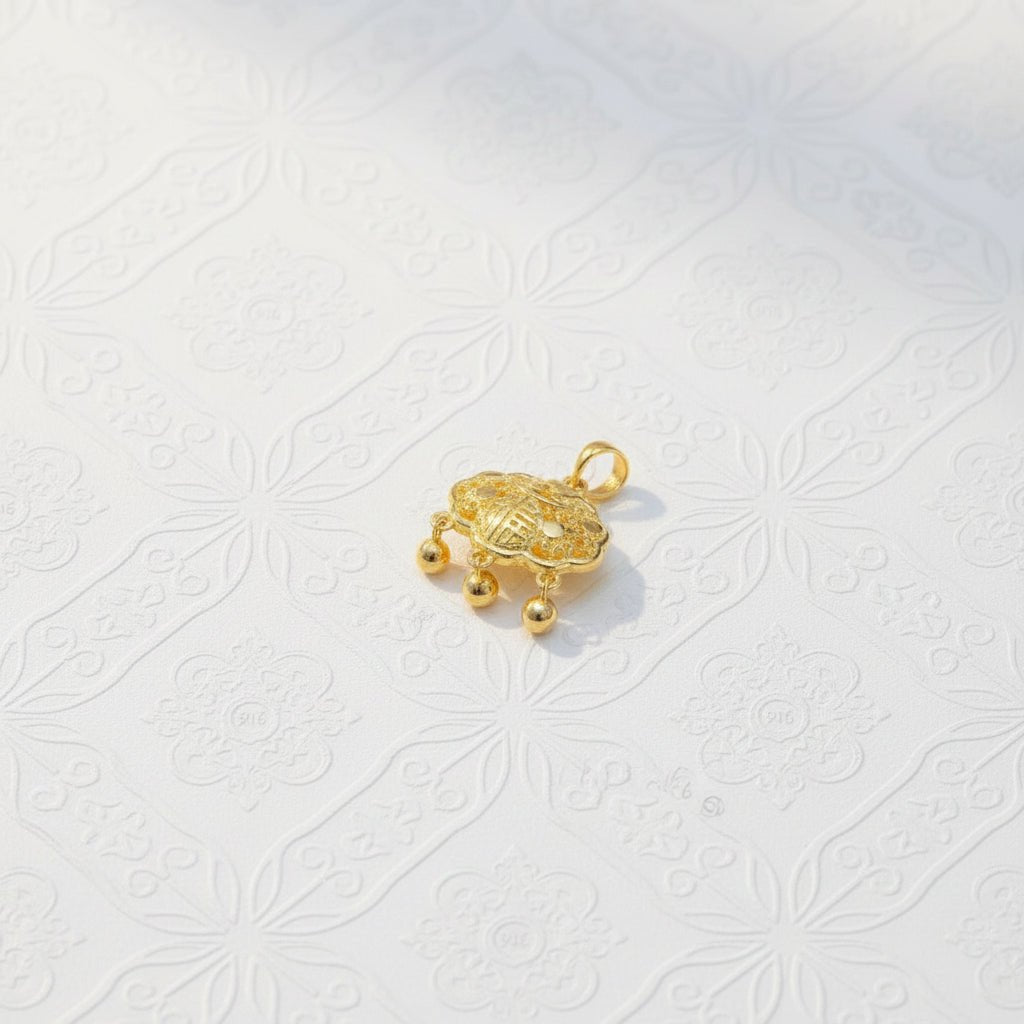 916 Gold Baby Lock with Dangling Ball Pendant by Best Gold ShopCharms & PendantsBest Gold Shop