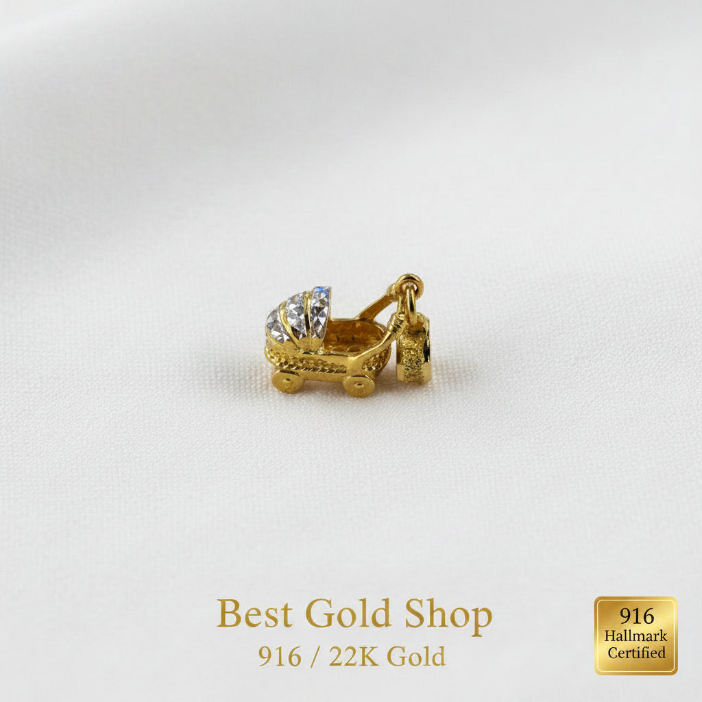 916 Gold Baby Stroller Charm | Symbol of Love New BeginningsCharms & PendantsBest Gold Shop