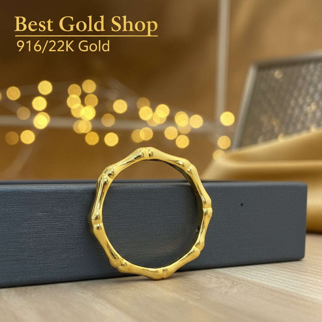 916 Gold (22K) Bamboo Feather light Design Ring for WomenRingsBest Gold Shop