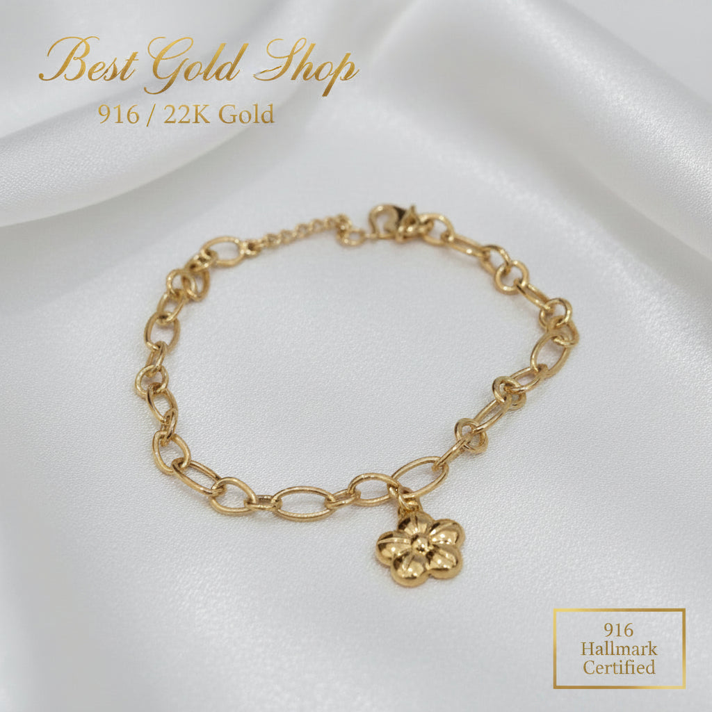 916 Gold Bracelet Link Design With Dangling CharmsBraceletsBest Gold Shop