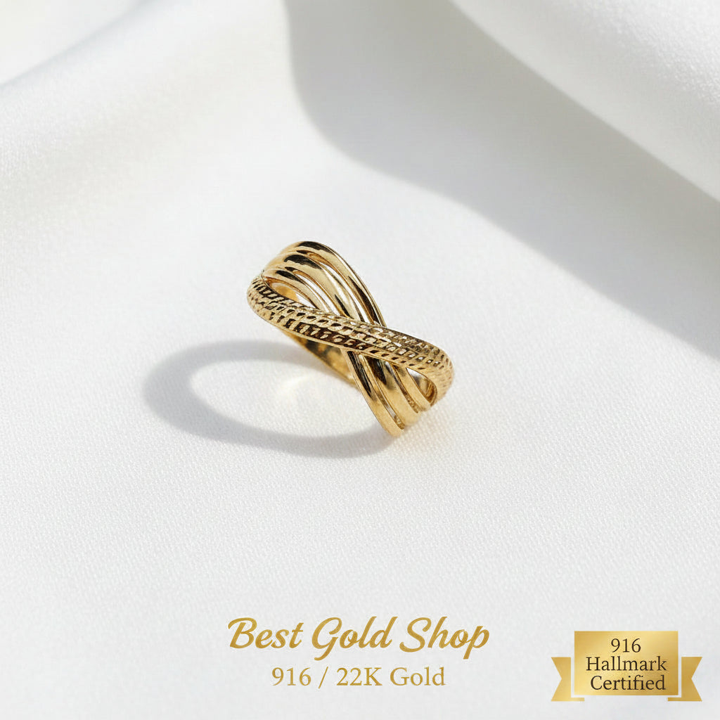 916 Gold Crisscross V5 Ring | New Lightweight DesignRingsBest Gold Shop