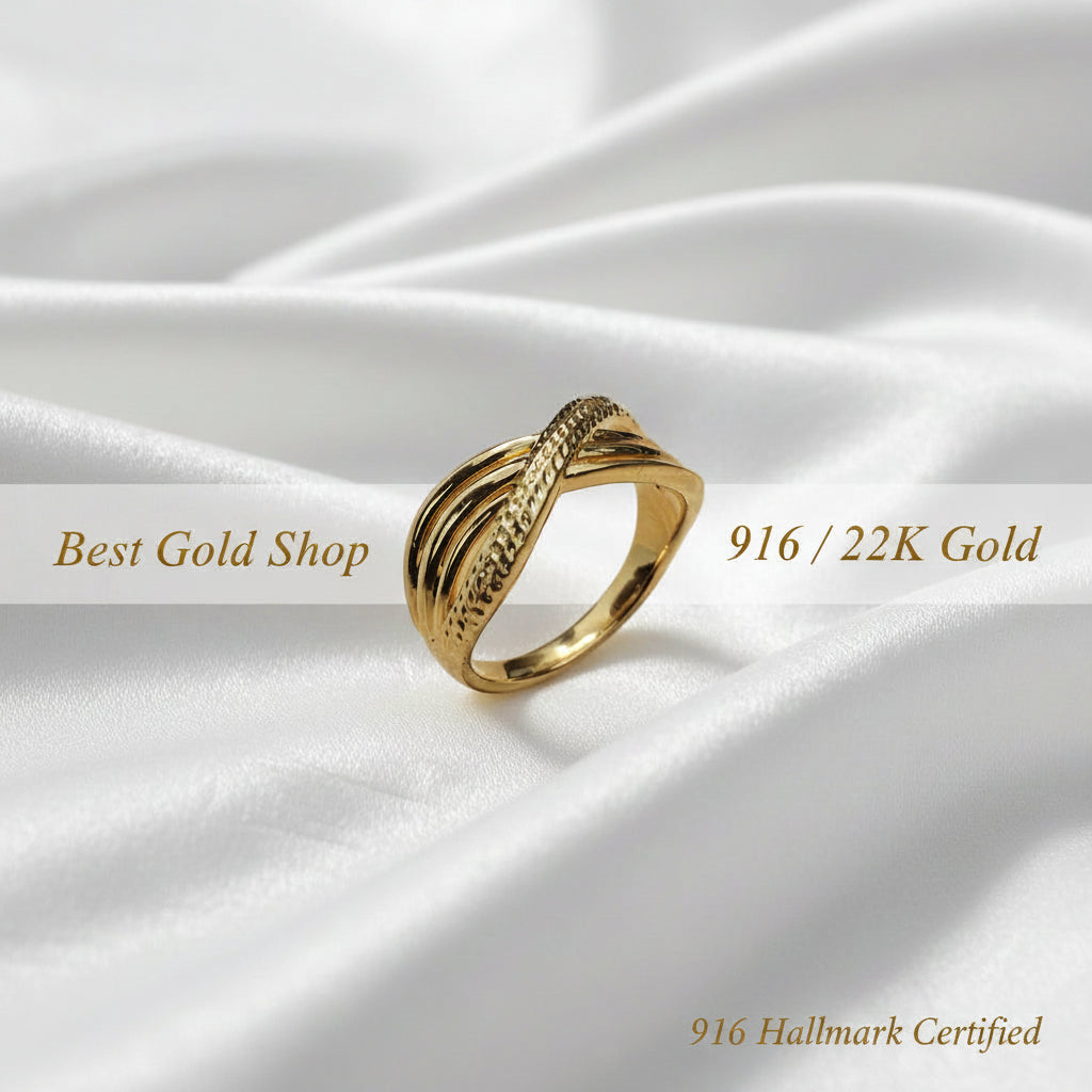 916 Gold Crisscross V5 Ring | New Lightweight DesignRingsBest Gold Shop