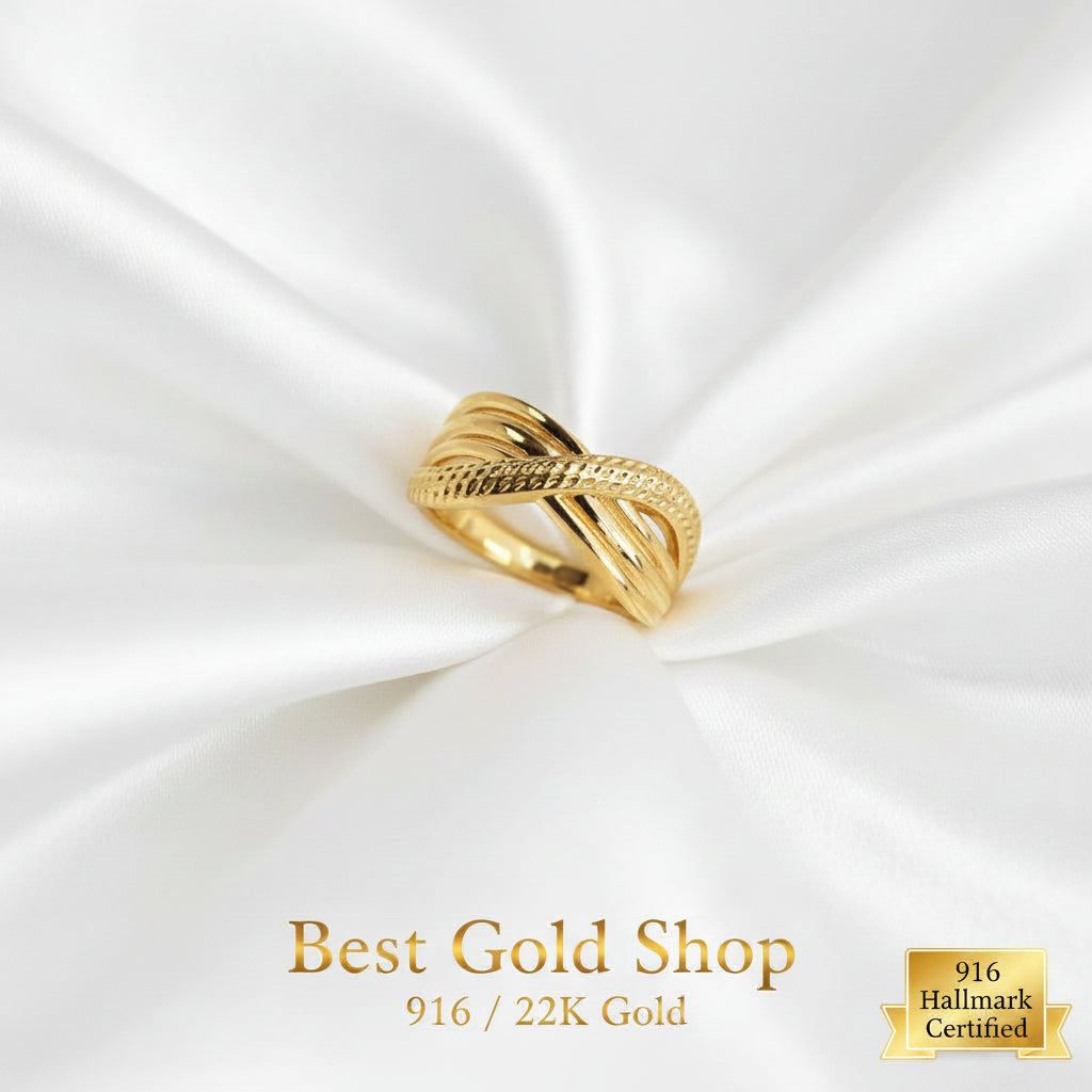 916 Gold Crisscross V5 Ring | New Lightweight DesignRingsBest Gold Shop