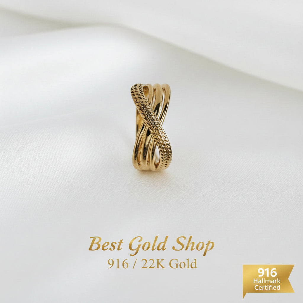 916 Gold Crisscross V5 Ring | New Lightweight DesignRingsBest Gold Shop