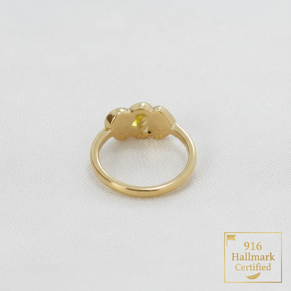 Rear view of 916 gold cross heart ring