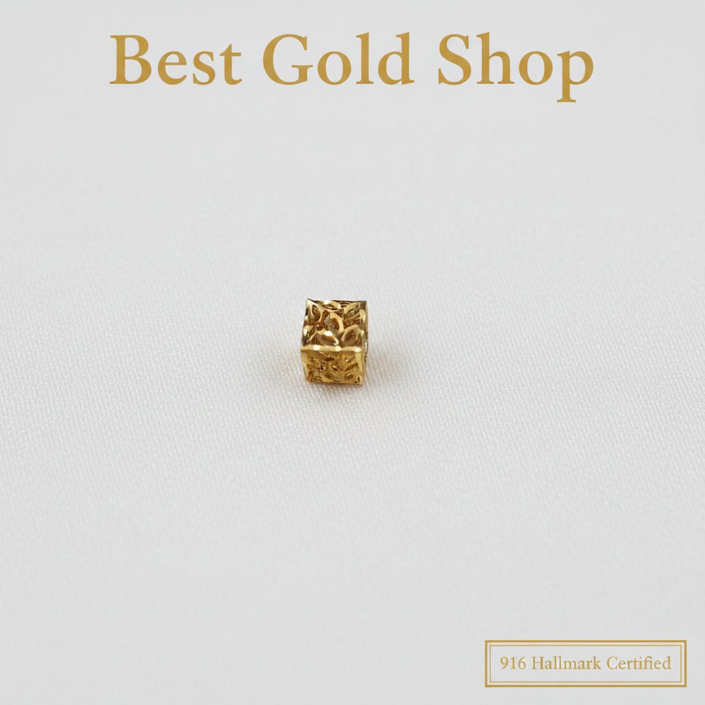 916 Gold Cube Stopper Charm | Modern Bracelet StopperCharms & PendantsBest Gold Shop