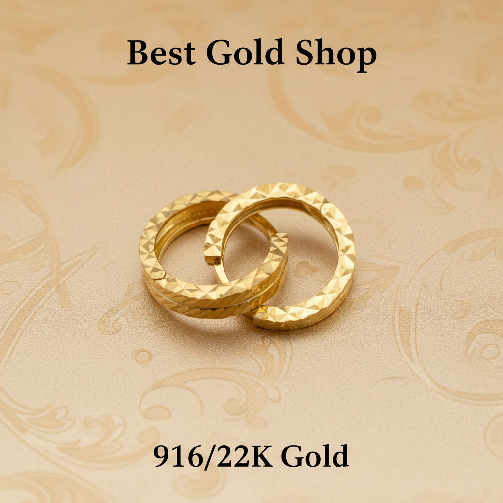 916 Gold (22K) Cutting Loop Small Size Precision Edition Earring for WomenEarringsBest Gold Shop