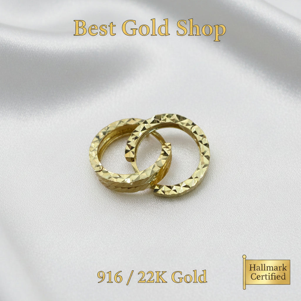 916 Gold (22K) Cutting Loop Small Size Precision Edition Earring for WomenEarringsBest Gold Shop