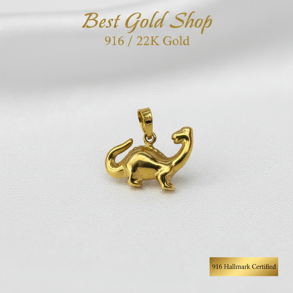 916 Gold Dinosaur Pendant | Fun Adorable Gold CharmCharms & PendantsBest Gold Shop