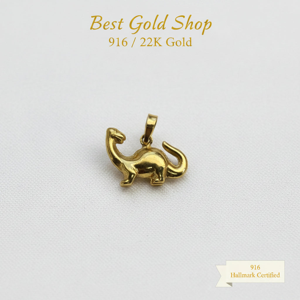 916 Gold Dinosaur Pendant | Fun Adorable Gold CharmCharms & PendantsBest Gold Shop