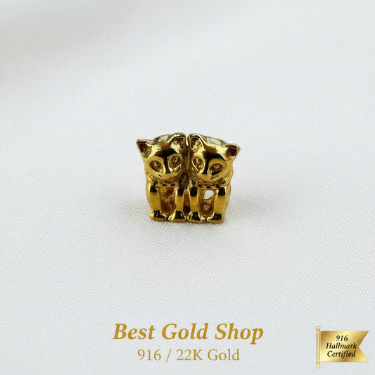 916 Gold Double Cat Charm | Symbol of Happiness Good FortuneCharms & PendantsBest Gold Shop