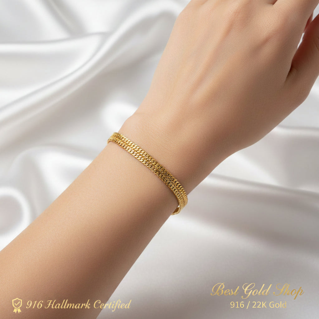 Side view of 916 Gold double-row Cowboy chain bracelet.