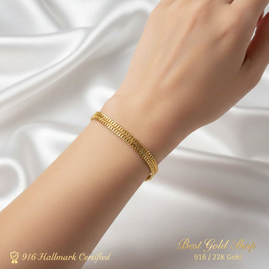 Side view of 916 Gold double-row Cowboy chain bracelet.