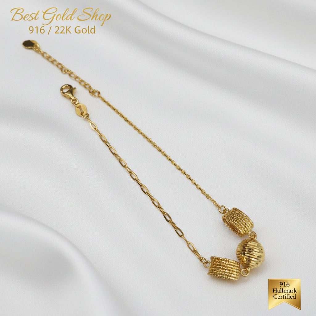 916 gold fancy adjustable bracelet in 22K yellow gold - view 3