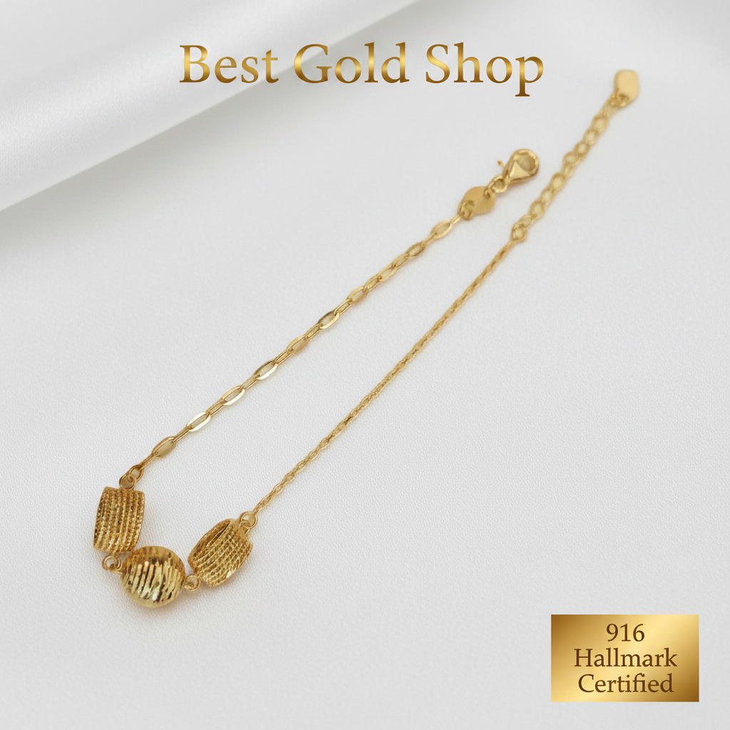 916 Gold Fancy Bracelet | Elegant Adjustable 22K Gold Design