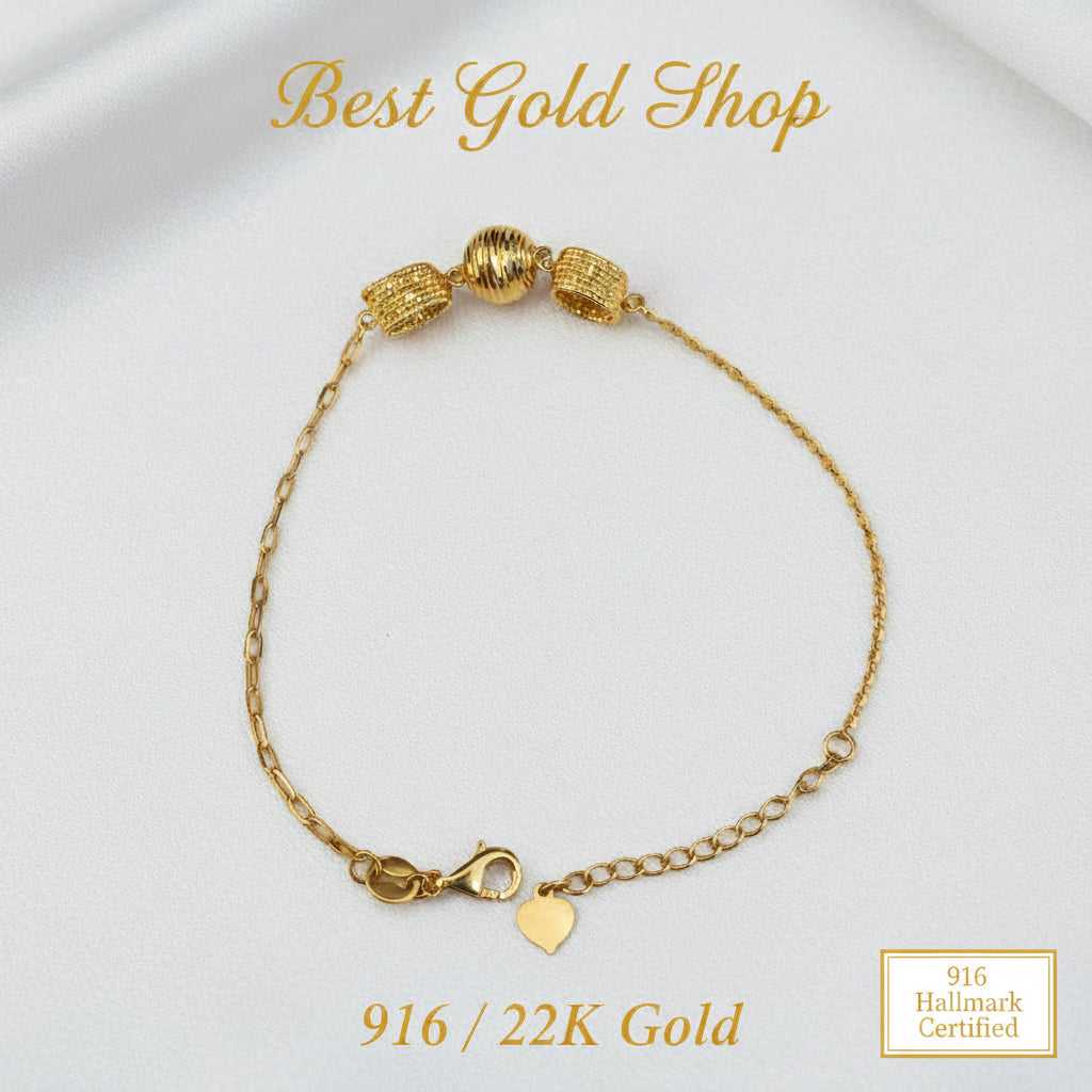 916 gold fancy adjustable bracelet in 22K yellow gold - view 4