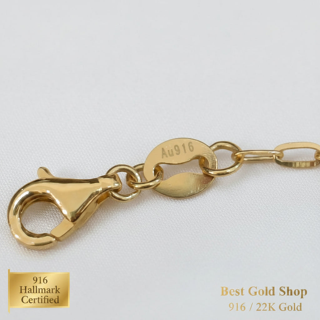 916 gold fancy adjustable bracelet in 22K yellow gold - view 5