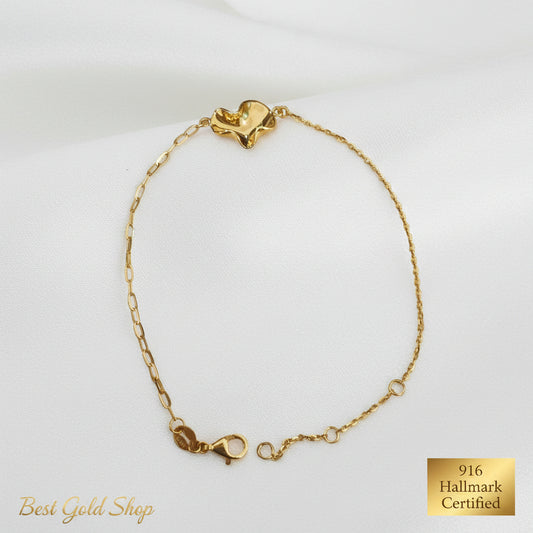 916 gold fancy lightweight bracelet in 22K yellow gold - view 5
