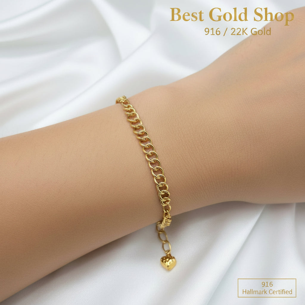 916 Gold Fancy Link Chain Dual Design BraceletBraceletsBest Gold Shop
