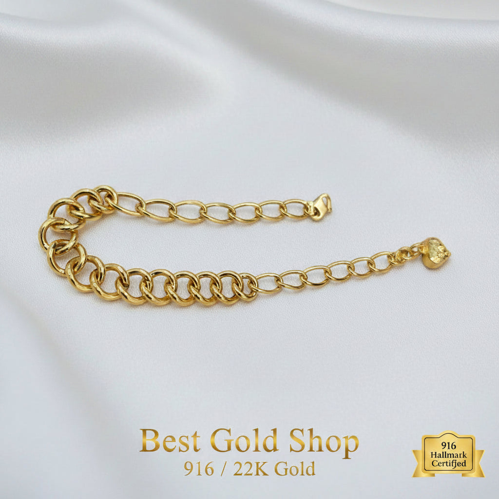 916 Gold Fancy Link Chain Dual Design BraceletBraceletsBest Gold Shop