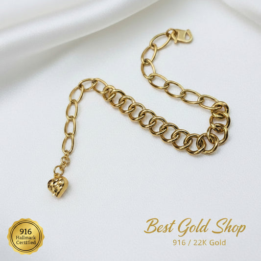 916 Gold Fancy Link Chain Dual Design BraceletBraceletsBest Gold Shop